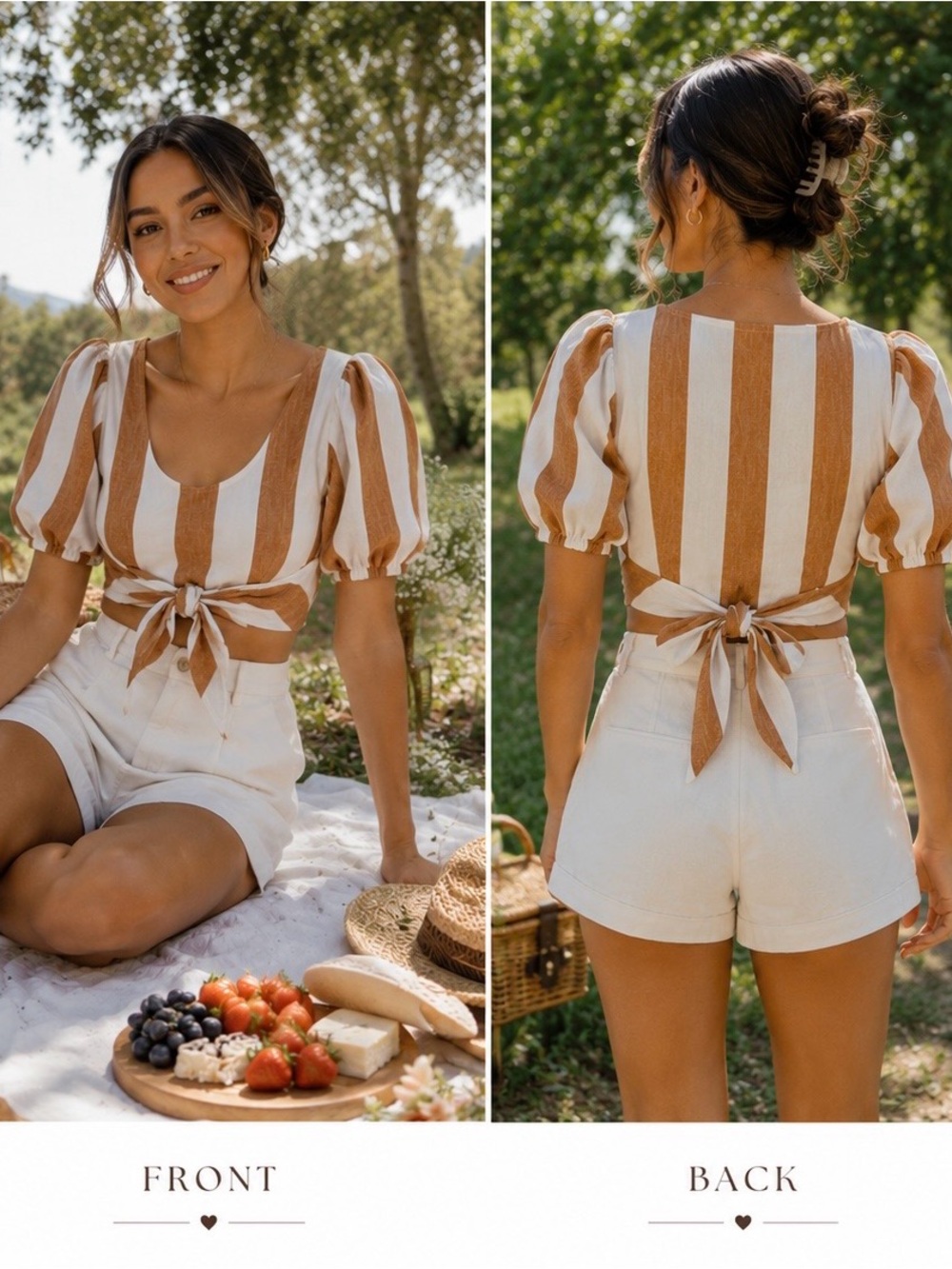 Amanda Uprichard Linen Striped Tie Back Crop Top Size Large Resort Girly Summer